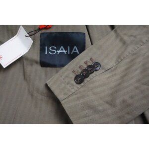 Isaia Napoli Light Brown Herringbone Wool Blend Sport Coat Jacket 36R NEW